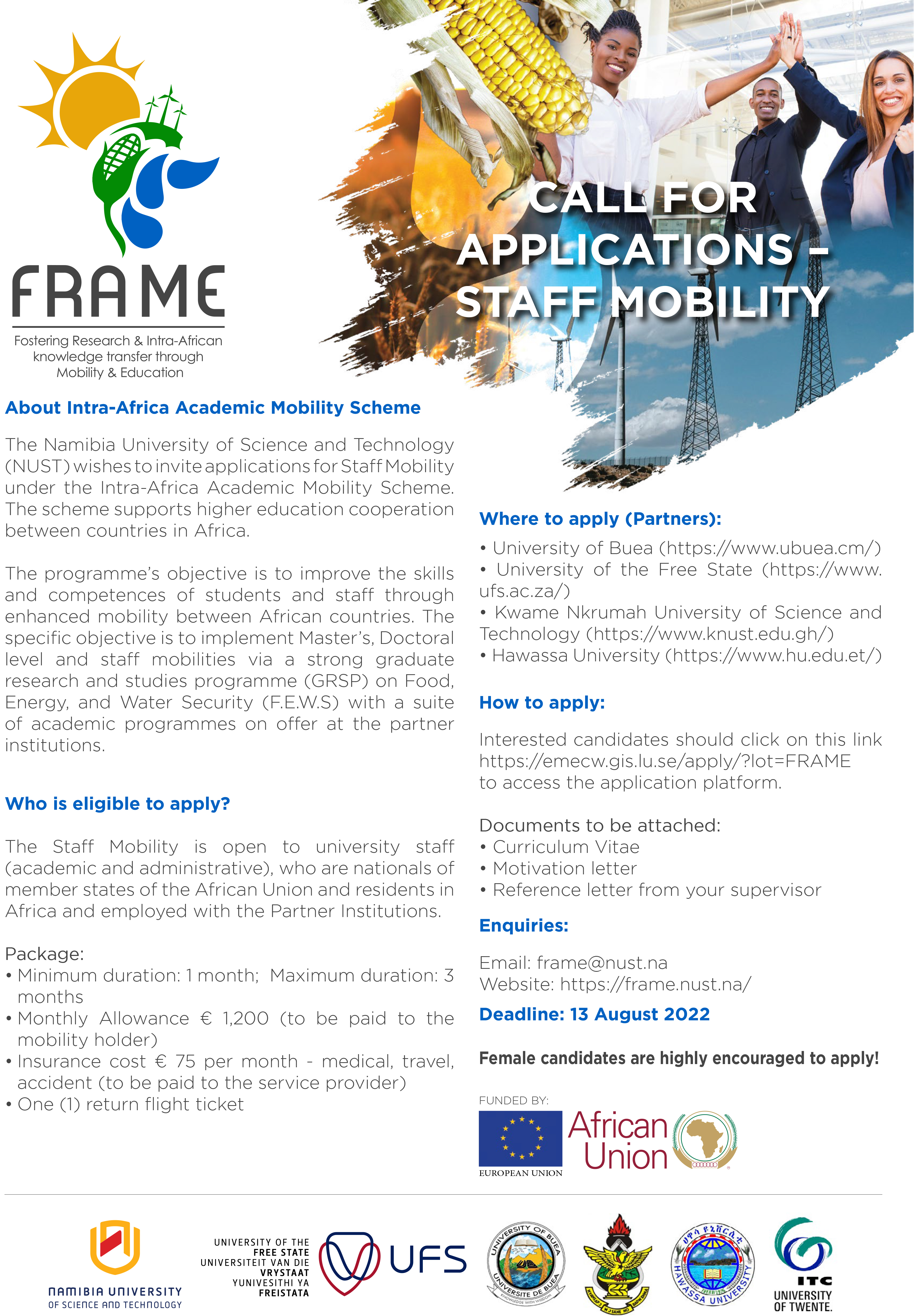 FRAME - Call for Application (Staff Mobility)